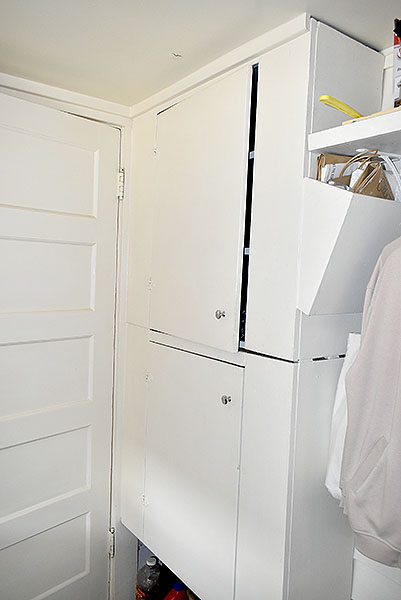 Laundry storage cabinets